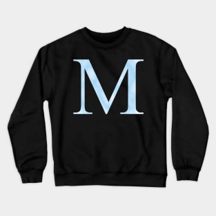 Watercolor Letter M Vibrant Light Blue Crewneck Sweatshirt